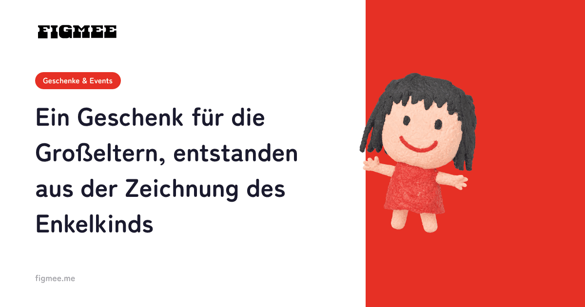 Ein Geschenk für die Großeltern, entstanden aus der Zeichnung des Enkelkinds