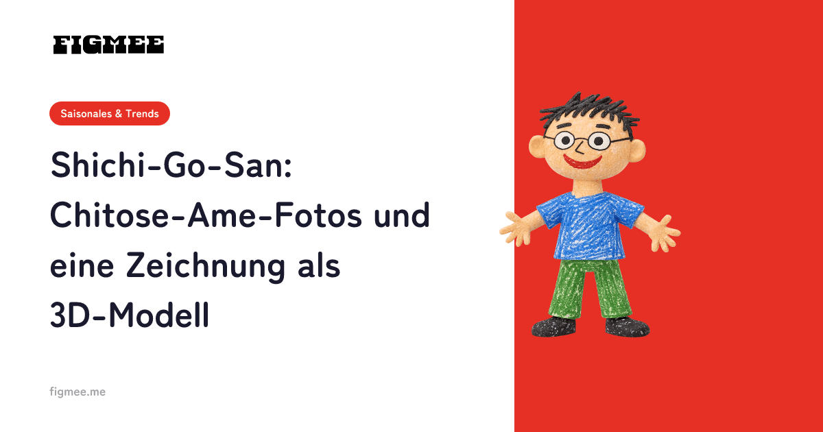 Shichi-Go-San: Chitose-Ame-Fotos und eine Zeichnung als 3D-Modell