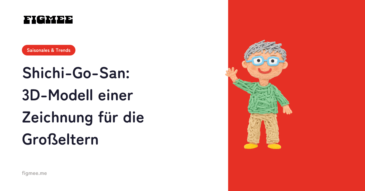 Shichi-Go-San: 3D-Modell einer Zeichnung für die Großeltern