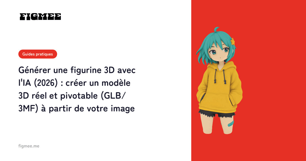 Générer une figurine 3D avec l'IA (2026) : créer un modèle 3D réel et pivotable (GLB/3MF) à partir de votre image