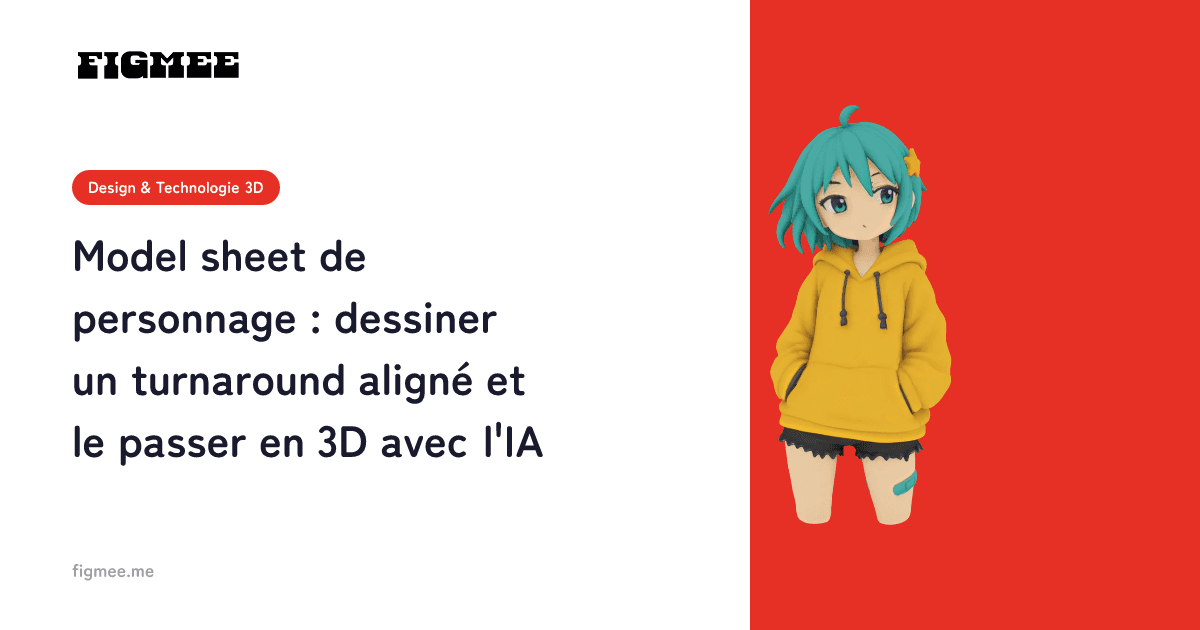 Model sheet de personnage : dessiner un turnaround aligné et le passer en 3D avec l'IA