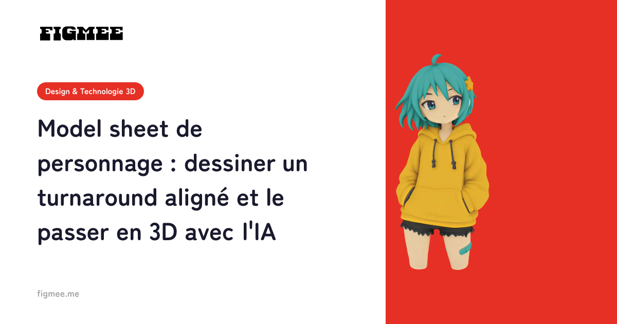 Model sheet de personnage : dessiner un turnaround aligné et le passer en 3D avec l'IA